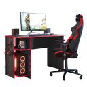 Ver imagem 1 de Mesa de Escritório Gamer Moderno sem Gavetas MDF 114cm Preto e Vermelho Qmovi