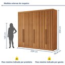 Ver imagem 5 de Guarda Roupa Casal 6 Portas Ripadas Portugal 100% MDF Cinamomo Marrom