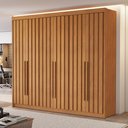 Ver imagem 1 de Guarda Roupa Casal 6 Portas Ripadas Portugal 100% MDF Cinamomo Marrom