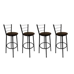 Kit 4 Banquetas Alta Preta Cozinha Gourmet Americana Balcão:marrom - 1