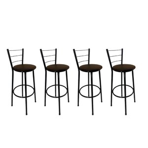 Kit 4 Banquetas Alta Preta Cozinha Gourmet Americana Balcão:marrom