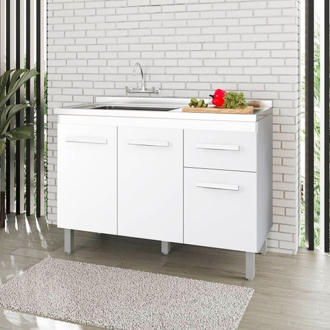 Balcão Lírio 3 Portas 1 Gaveta Cozinha Mb1 120cm