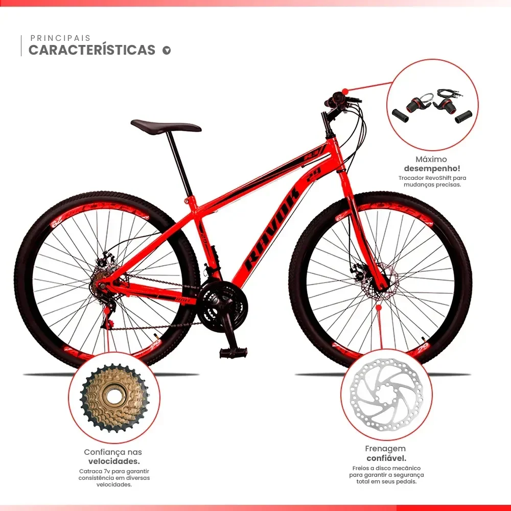 Bicicleta Aro 29 Bike Aço 21 Marchas Velocidades Freio a Disco:ferrari - 2