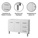 Ver imagem 3 de Balcão para Pia 2 Portas 3 Gavetas sem Tampo Cani Savana / Off White