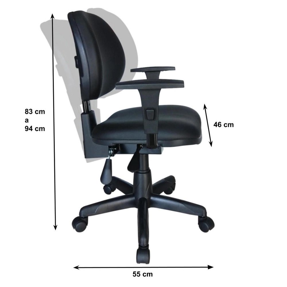 Cadeira Executiva Back System Lisa c/ Braços reguláveis - Cor Preta - martiflex - 2