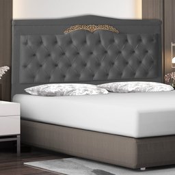 Cabeceira de Cama Box Madri Casal 140 Cm Suede Grafite Ec Móveis - 2