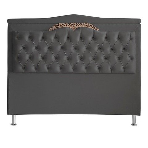 Cabeceira de Cama Box Madri Casal 140 Cm Suede Grafite Ec Móveis