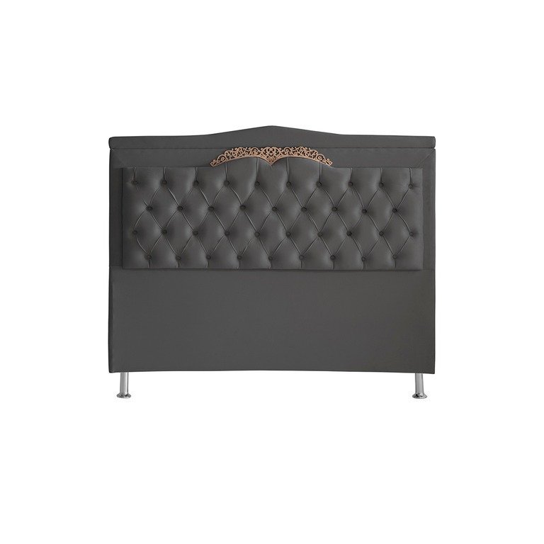 Cabeceira de Cama Box Madri Casal 140 Cm Suede Grafite Ec Móveis