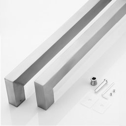 Puxador de Porta U Luxo Inox Escovado 60 Cm Madeira Vidro - 4