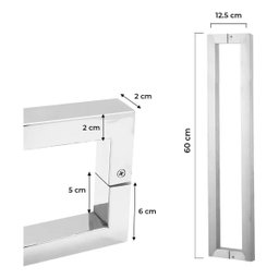 Puxador de Porta U Luxo Inox Escovado 60 Cm Madeira Vidro - 6