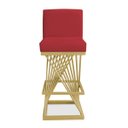 Ver imagem 1 de Banqueta Alta Área Gourmet Cozinha Restaurante Bar Base de Metal Dourado Suede Vermelho Eli Móveis