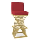 Ver imagem 2 de Banqueta Alta Área Gourmet Cozinha Restaurante Bar Base de Metal Dourado Suede Vermelho Eli Móveis