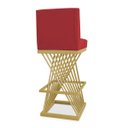 Ver imagem 4 de Banqueta Alta Área Gourmet Cozinha Restaurante Bar Base de Metal Dourado Suede Vermelho Eli Móveis