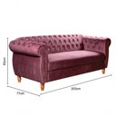 Ver imagem 3 de Sofá Nobreza 3 Lugares Fixo 203cm Roxo Veludo Bella Decor para Sala Escritório