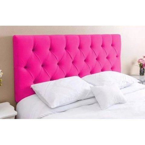 Cabeceira Casal 138 - Bello Box - Capitonê Sintético Rosa Pink Sem Strass