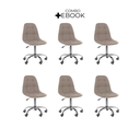Ver imagem 1 de Kit 6 Cadeiras Office Botonê Giratória Ergonômica para Escritório Bege