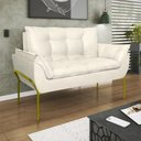 Ver imagem 1 de Poltrona Sofá Luxo Base Metal Dourado Recepção Escritório Bege