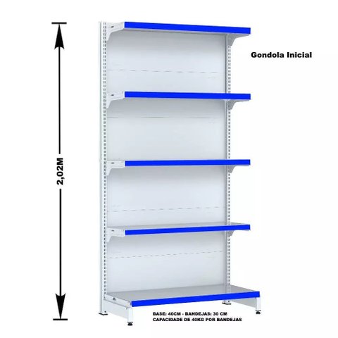 Gondola Parede 202 Fit Ate 2 Metros 1 Canto Branco 15b Pe Azul