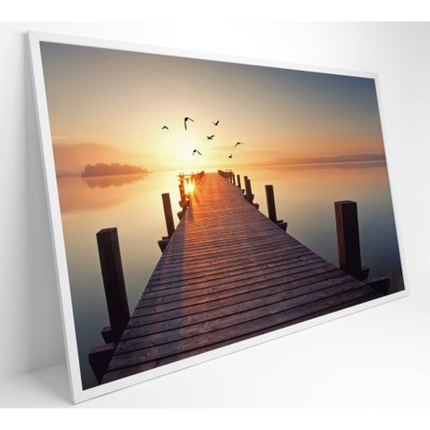 Quadro Pássaros Voando no Pôr do Sol - 90x60 Cm - Adesivo Fotográfico