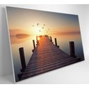 Ver imagem 3 de Quadro Pássaros Voando no Pôr do Sol - 90x60 Cm - Adesivo Fotográfico