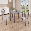 Ver imagem 1 de Conjunto de Mesa com 4 Cadeiras Lívia Prata/Arabesco