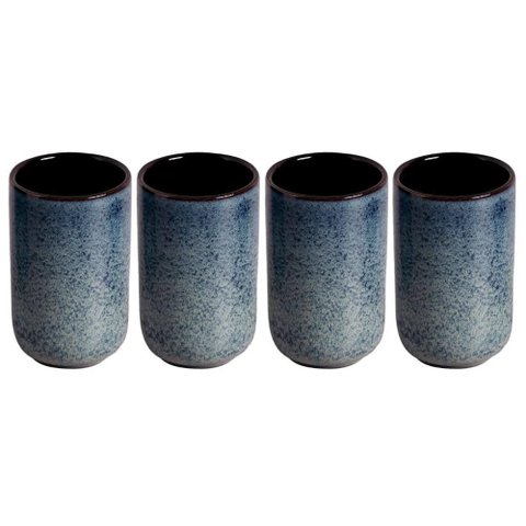 Jogo 4 Copos Cerâmica Artesanal 110ml Neo Titanium Café Chá Sakê Mesa Posta Porto Brasil