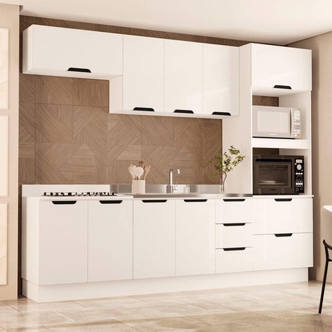 Armário de Cozinha Modulada Completa 5 Peças 270cm sem Tampo 250061 Meena Politorno Móveis
