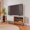 Ver imagem 1 de Rack Bancada Otawa para Sala de Tv até 60 Polegadas Off White Matte Freijó Colibri