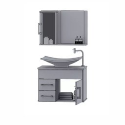 Conjunto Turin Gabinete para Banheiro com Cuba e Espelheira - 3 Conjunto Turin Gabinete para Banheiro com Cuba e Espelheira - 3