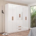 Ver imagem 1 de Guarda-Roupa 6 Portas 2 Gavetas com Espelho Aurora Branco
