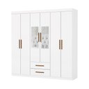 Ver imagem 2 de Guarda-Roupa 6 Portas 2 Gavetas com Espelho Aurora Branco