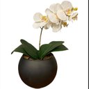 Ver imagem 2 de Arranjo Toque Real Centro de Mesa Orquídea Branca Artificial no Vaso Preto