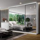 Ver imagem 1 de Guarda-Roupa Casal Espelhado 3 Portas e 4 Gavetas Londres Glass Espresso Móveis