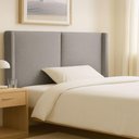 Ver imagem 4 de Cabeceira Cama Queen 176 Cm Estofada Linho ou Veludo Editável Cor:linho Moderno Cinza