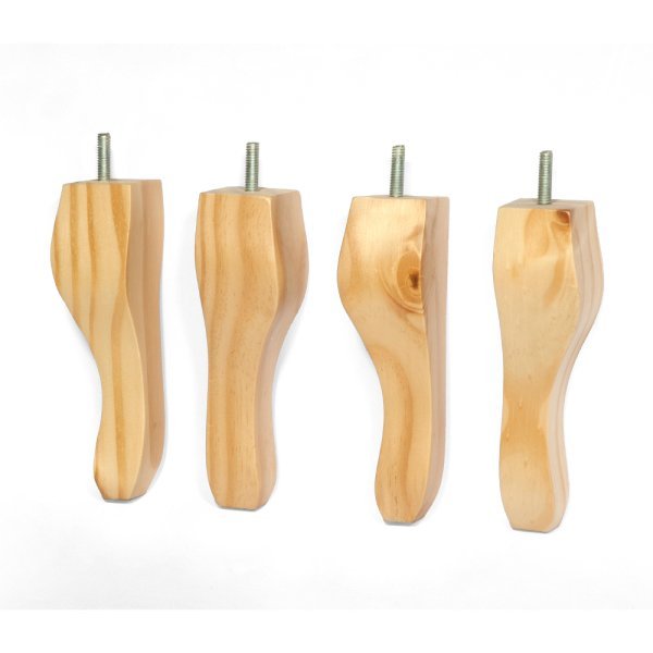 Kit 4 Pés de Madeira Retrô Luiz xv 23cm Natural | MadeiraMadeira