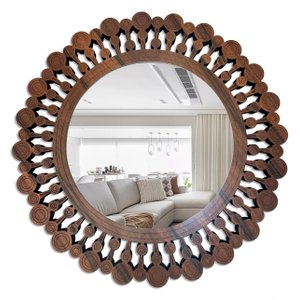 Espelho Decorativo Moldura Madeira Ddek Quebec 45 cm:Marrom