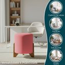 Ver imagem 4 de Kit 2 Puffs Decorativos Eloah Suede Redondo Assento Extra para Sala Quarto Pufe com Pés de Madeira