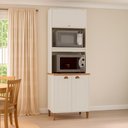 Ver imagem 2 de Paneleiro Tunísia com 3 Portas Nichos e Prateleiras Off White/canelato