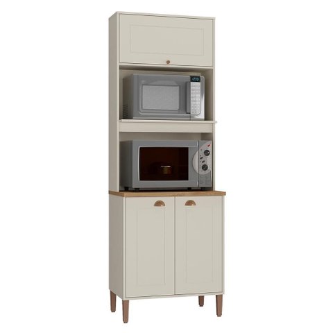 Paneleiro Tunísia com 3 Portas Nichos e Prateleiras Off White/canelato