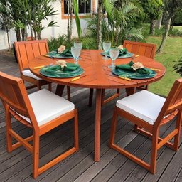 Mesa Redonda para Jardim Madeira Maciça Malta Espresso Móveis - 2