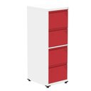 Ver imagem 1 de Armário de Arquivo Oficio 4 Gavetas Pandin 47cm (larg) Aço Branco C/ Frente Gaveta Vermelha C/