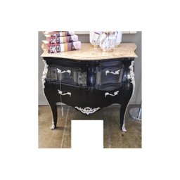 Cômoda Black Apliques Prata Marmore Travertino Formosa - 1