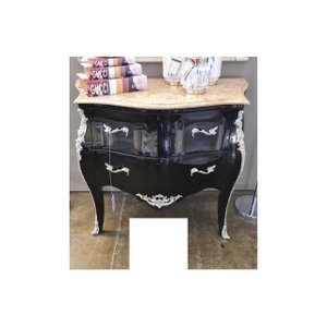 Cômoda Black Apliques Prata Marmore Travertino Formosa