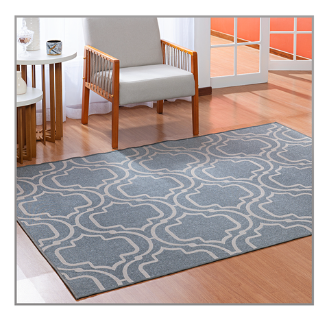 Tapete de Sala 100x150 Cm Antiderrapante Pratik Jacquard Dara Minerio