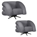 Ver imagem 1 de Kit 2 Poltrona Decorativa Micheli Giratória e Balanço Veludo Cor:cinza