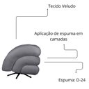 Ver imagem 7 de Kit 2 Poltrona Decorativa Micheli Giratória e Balanço Veludo Cor:cinza