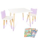 Ver imagem 3 de Mesa e 2 Cadeiras Infantil Urso Kit Livro Educativo em Madeira - Lilás