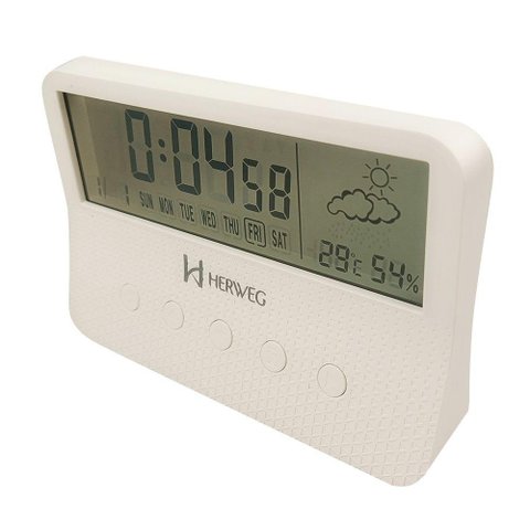 Relógio Despertador Herweg Digital Mini Estação Tempo 2986 Branco - Branco