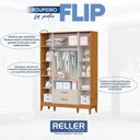 Ver imagem 5 de Guarda Roupa Infantil Flip 4 Portas com Cômoda Gaveteiro Infantil Flip Areia Acetinado Savana - Rell