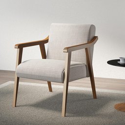 Poltrona Flávia Estofada com Tecido Algodão - Nogueira/Cinza - 1